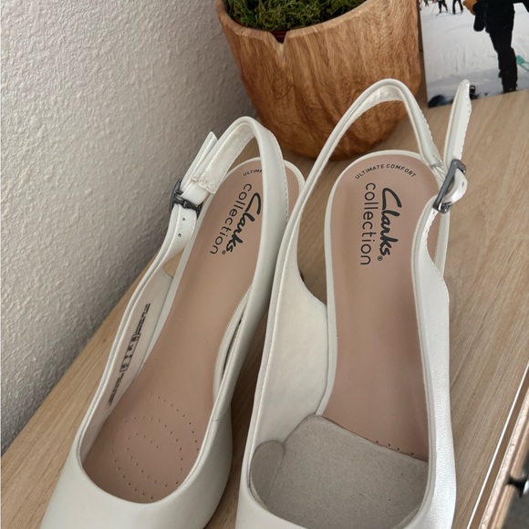 Clark’s Slingback White Heels - Picture 2 of 3